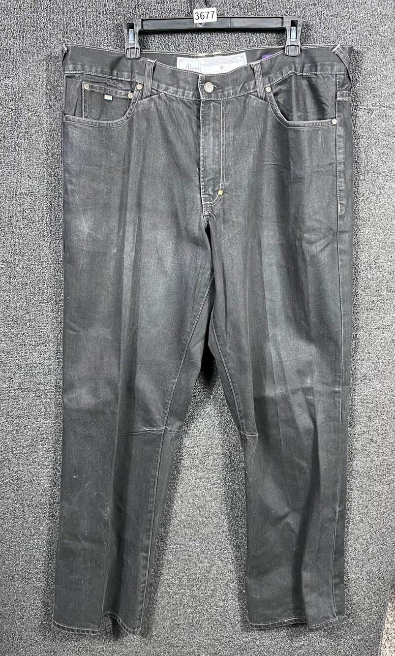 Akoo Jeans Faded Denim Dark Wash Crisp Straight Leg Baggy Jeans Size 40 Black